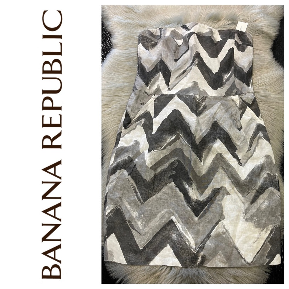 NWT Banana Republic Italian Linen Strapless Dress w/ Pockets Size 10 Retail $130
